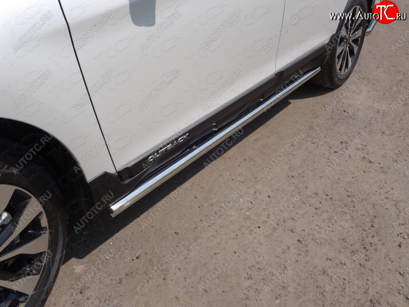 21 599 р. Защита порогов труба 60,3 мм укороченные ТСС Тюнинг  Subaru Outback  BS/B15 (2014-2021) дорестайлинг универсал, рестайлинг универсал (серые)  с доставкой в г. Керчь