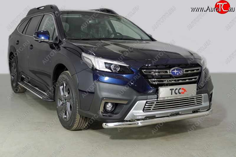 20 749 р. Защита переднего бампера нижняя d60,3 мм ТСС Тюнинг Subaru Outback BT универсал (2019-2025) (нержавейка)  с доставкой в г. Керчь