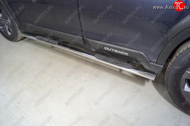 31 399 р. Пороги овальные с накладкой 75х42 мм ТСС Тюнинг  Subaru Outback  BT (2019-2025) универсал (серые)  с доставкой в г. Керчь