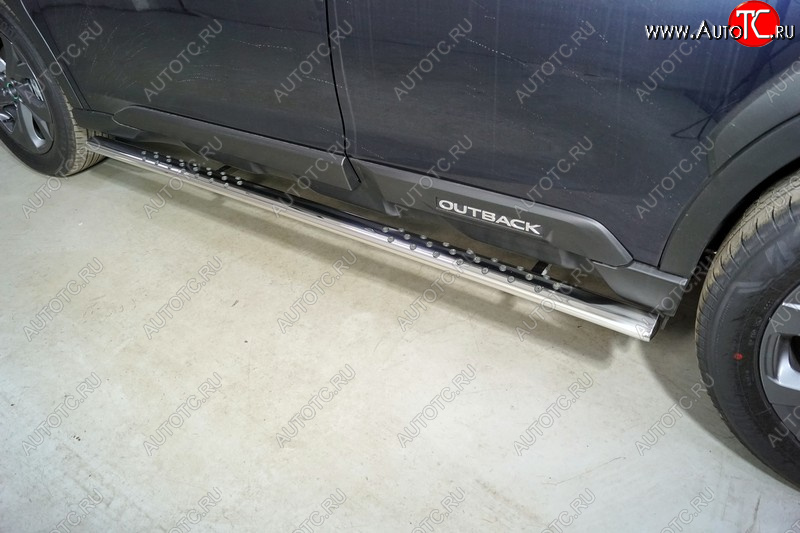 33 799 р. Пороги овальные с проступью 75х42 мм ТСС Тюнинг  Subaru Outback  BT (2019-2025) универсал (серые)  с доставкой в г. Керчь