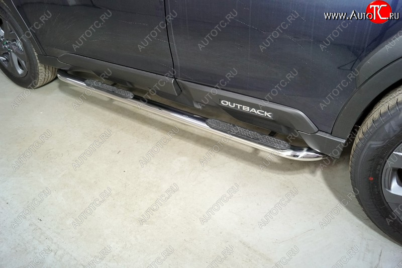33 799 р. Пороги овальные гнутые с накладкой 75х42 мм ТСС Тюнинг  Subaru Outback  BT (2019-2025) универсал (серые)  с доставкой в г. Керчь
