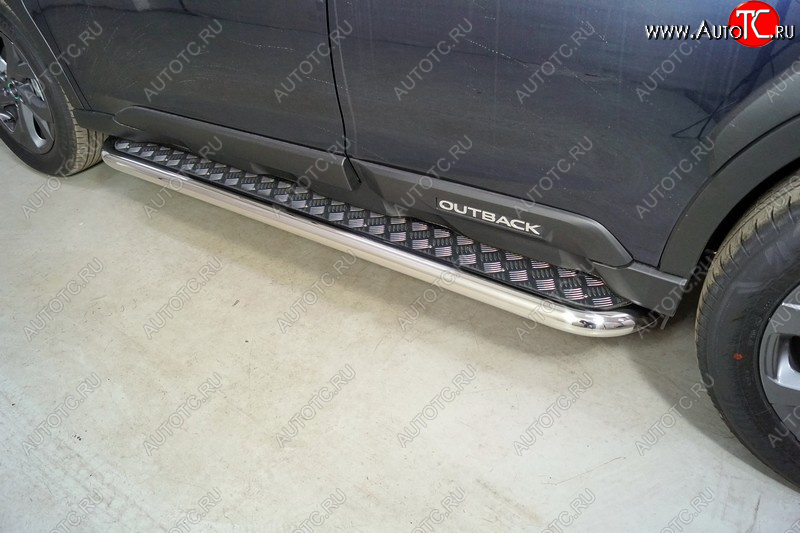 34 799 р. Пороги с площадкой 60,3 мм ТСС Тюнинг  Subaru Outback  BT (2019-2025) универсал (серые)  с доставкой в г. Керчь