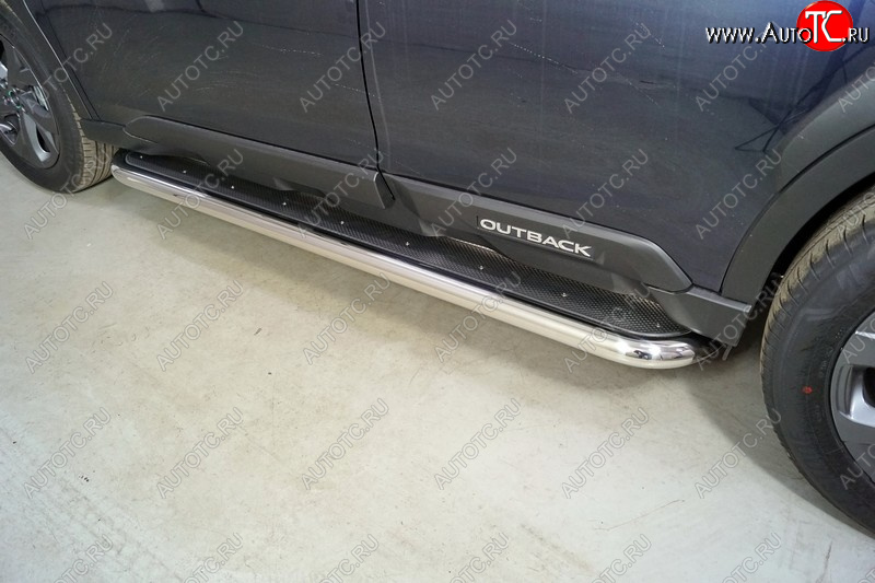 42 999 р. Пороги с площадкой 60,3 мм ТСС Тюнинг  Subaru Forester  SK/S14 (2021-2022) рестайлинг (нержавейка)  с доставкой в г. Керчь