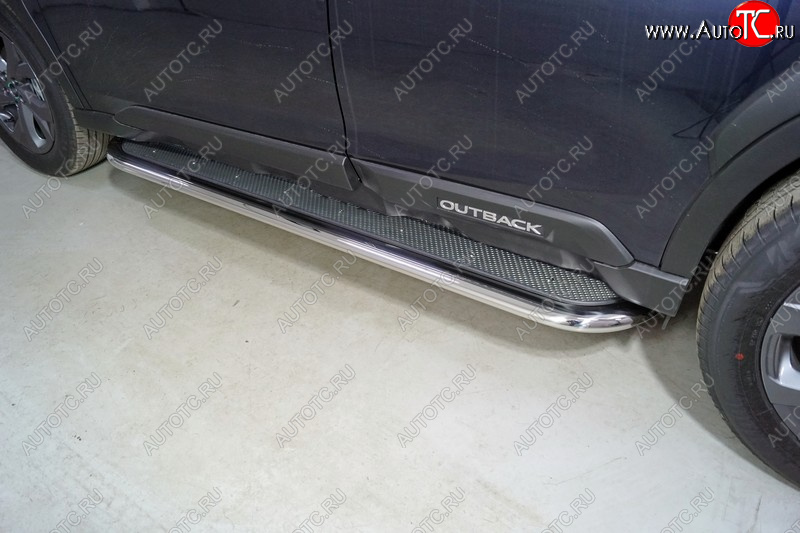 50 999 р. Пороги с площадкой 75х42 мм ТСС Тюнинг  Subaru Outback  BT (2019-2025) универсал (нержавейка)  с доставкой в г. Керчь