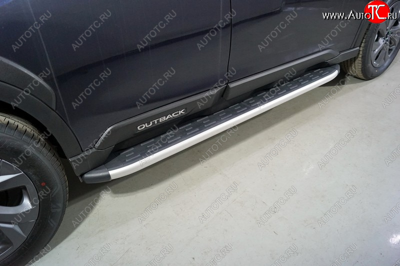 20 599 р. Пороги алюминиевые с пластиковой накладкой ТСС Тюнинг  Subaru Outback  BT (2019-2025) универсал (серые)  с доставкой в г. Керчь