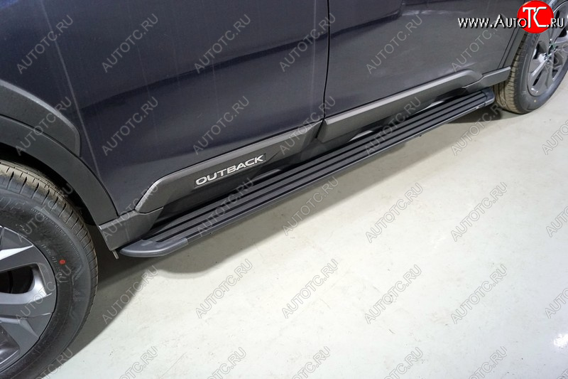 21 999 р. Пороги алюминиевые Slim Line ТСС Тюнинг  Subaru Outback  BT (2019-2025) универсал (Black)  с доставкой в г. Керчь