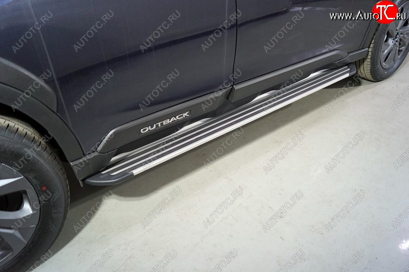 20 599 р. Пороги алюминиевые Slim Line ТСС Тюнинг  Subaru Outback  BT (2019-2025) универсал (Silver)  с доставкой в г. Керчь