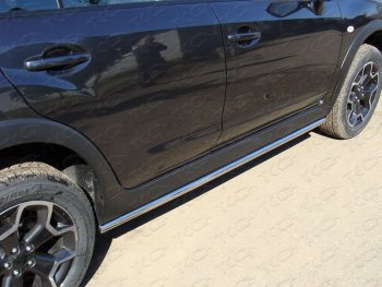 Защита порогов алюминий 42,4 мм, ТСС Тюнинг Subaru XV  GP/G33 (2012-2016) дорестайлинг