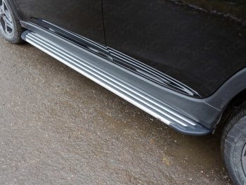 Пороги алюминиевые Slim Line ТСС Тюнинг Subaru XV  GT/G24 (2017-2021) дорестайлинг (Silver)