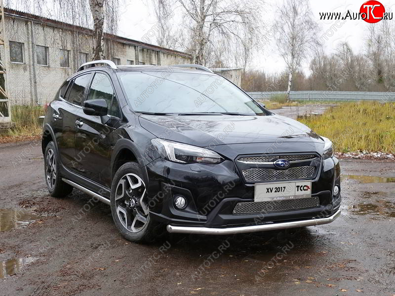 17 649 р. Защита переднего бампера нижняя d60,3 мм ТСС Тюнинг Subaru XV GT/G24 дорестайлинг (2017-2021) (нержавейка)  с доставкой в г. Керчь