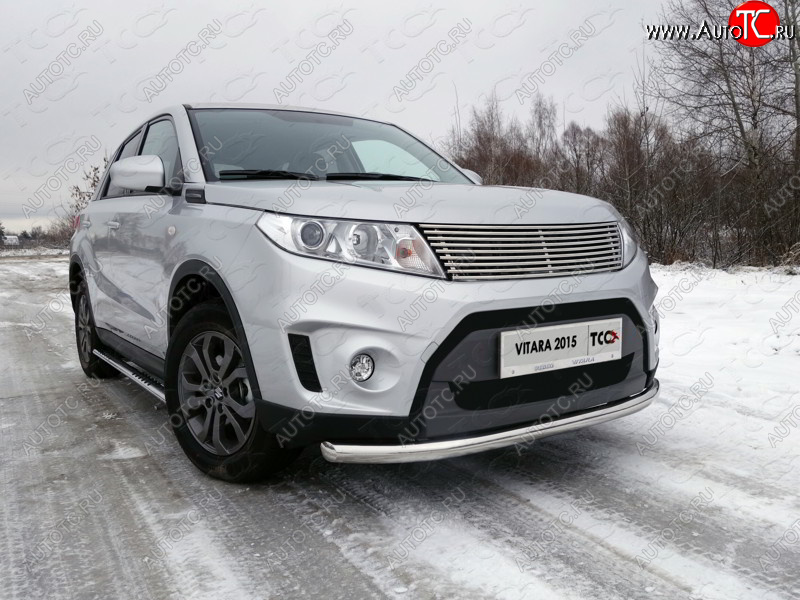 15 999 р. Защита переднего бампера нижняя d60,3 мм ТСС Тюнинг  Suzuki Vitara  LY (2015-2019) дорестайлинг (нержавейка)  с доставкой в г. Керчь