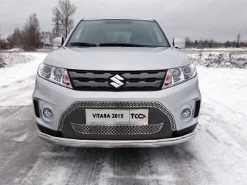 Защита переднего бампера нижняя овальная 75х42 мм ТСС Тюнинг Suzuki Vitara LY дорестайлинг (2015-2019) (нержавейка)