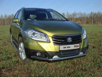 Защита переднего бампера нижняя овальная 75х42 мм ТСС Тюнинг Suzuki SX4  JYB, JYA (2013-2016) хэтчбэк дорестайлинг (нержавейка)