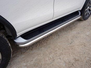 Защита порогов алюминий 60,3 мм, ТСС Тюнинг Toyota Fortuner  AN160 (2015-2020) дорестайлинг