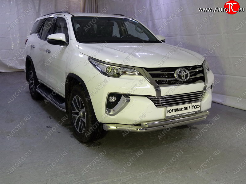 36 299 р. Защита передняя нижняя двойная 76,1*60,3 мм Тюнинг Toyota Fortuner AN160 дорестайлинг (2015-2020) (нержавейка)  с доставкой в г. Керчь