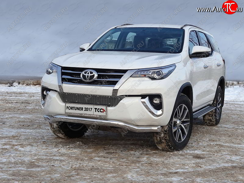 27 599 р. Защита переднего бампера волна d76,1 мм ТСС Тюнинг  Toyota Fortuner  AN160 (2015-2020) дорестайлинг (нержавейка)  с доставкой в г. Керчь