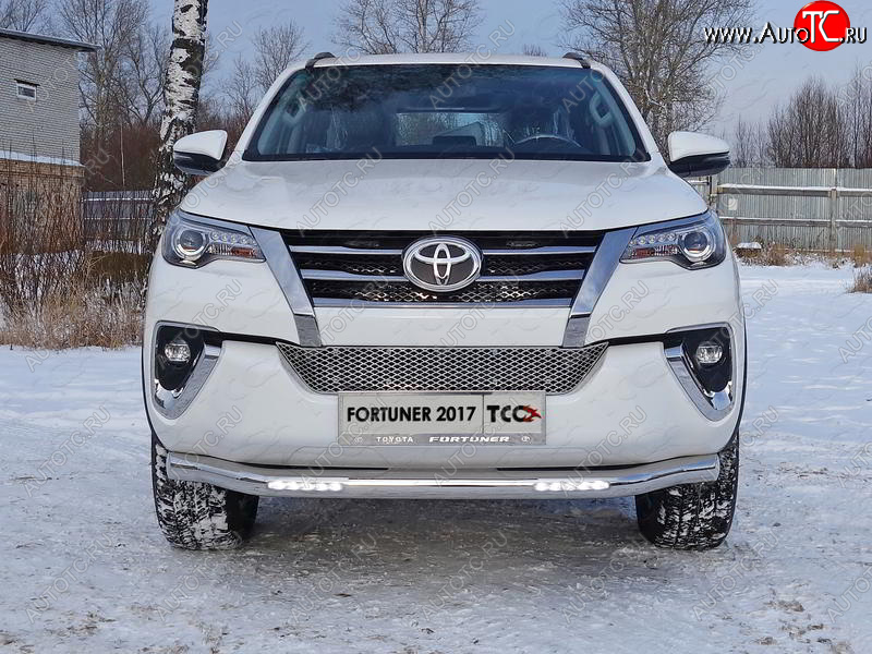 39 749 р. Защита переднего бампера нижняя с ДХО 76,1 мм ТСС Тюнинг  Toyota Fortuner  AN160 (2015-2020) дорестайлинг (нержавейка)  с доставкой в г. Керчь