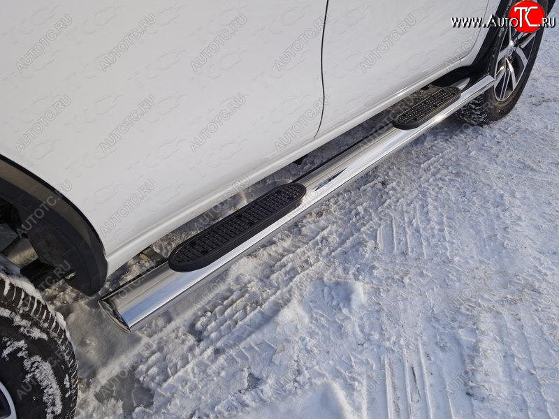45 999 р. Пороги овальные с накладкой 120х60 мм ТСС Тюнинг  Toyota Fortuner  AN160 (2015-2020) дорестайлинг (серые)  с доставкой в г. Керчь