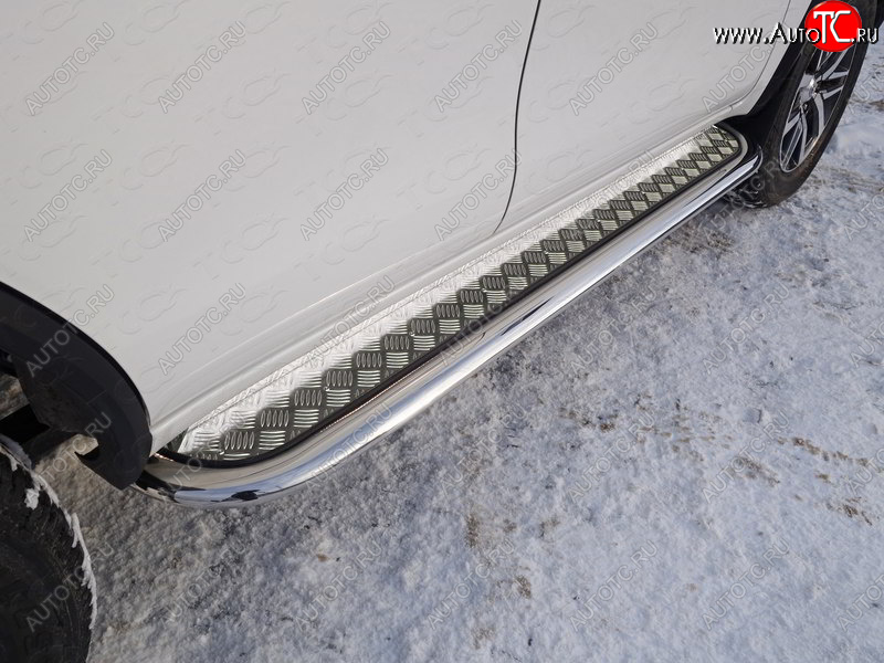 44 999 р. Пороги с площадкой 75х42 мм ТСС Тюнинг  Toyota Fortuner  AN160 (2015-2020) дорестайлинг (серые)  с доставкой в г. Керчь