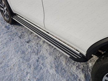 Пороги алюминиевые Slim Line ТСС Тюнинг Toyota Fortuner  AN160 (2015-2020) дорестайлинг (Silver)