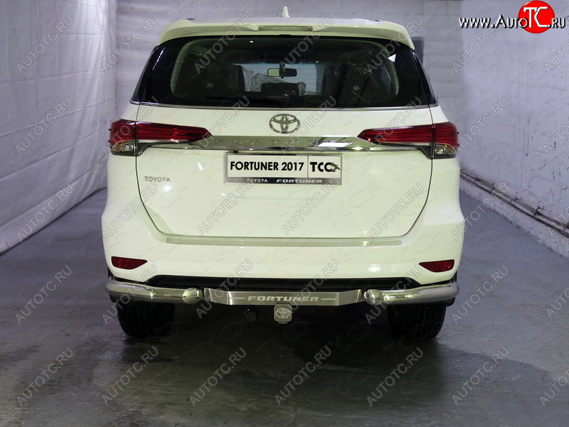20 599 р. Защита задняя (уголки, нержавейка 76,1 мм) ТСС Тюнинг  Toyota Fortuner  AN160 (2015-2020) дорестайлинг  с доставкой в г. Керчь