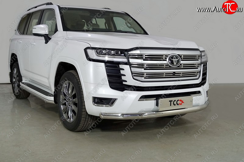 29 999 р. Защита переднего бампера нижняя овальная 75х42 мм ТСС Тюнинг  Toyota Land Cruiser  J300 (2021-2025) дорестайлинг (нержавейка)  с доставкой в г. Керчь