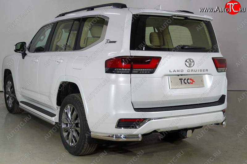 27 999 р. Защита задняя (уголки овальные 75х42 мм) ТСС Тюнинг  Toyota Land Cruiser  J300 (2021-2025) дорестайлинг (уголки овальные)  с доставкой в г. Керчь