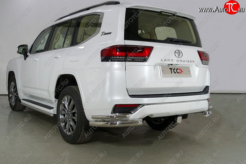28 749 р. Защита заднего бампера (уголки двойные, d76.1/42.4 мм) TCC  Toyota Land Cruiser  J300 (2021-2025) дорестайлинг  с доставкой в г. Керчь