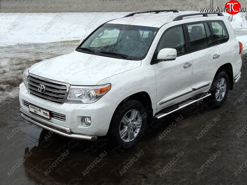 36 299 р. Защита передняя нижняя двойная 76,1*75 мм ТСС Тюнинг Toyota Land Cruiser 200 1-ый рестайлинг (2012-2015) (нержавейка)  с доставкой в г. Керчь