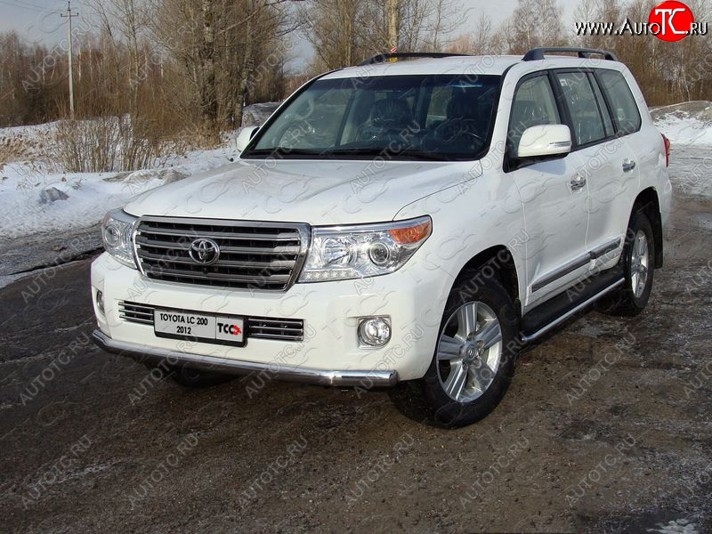 31 399 р. Защита передняя нижняя длинная 75*42 мм ТСС Тюнинг Toyota Land Cruiser 200 1-ый рестайлинг (2012-2015) (нержавейка)  с доставкой в г. Керчь