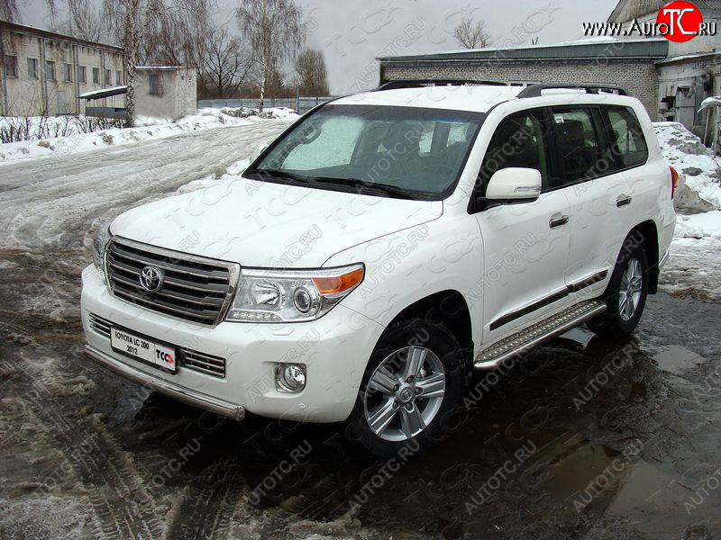 23 899 р. Защита передняя нижняя короткая 75х42 мм ТСС Тюнинг  Toyota Land Cruiser  200 (2012-2015) 1-ый рестайлинг (нержавейка)  с доставкой в г. Керчь