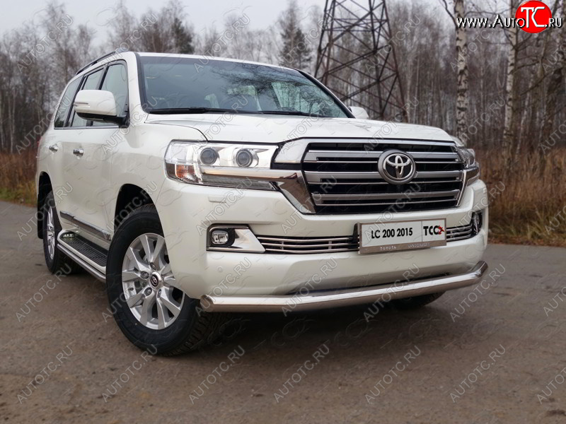 26 499 р. Защита переднего бампера нижняя d76,1 мм (кроме EXECUTIVE) ТСС Тюнинг  Toyota Land Cruiser  200 (2015-2021) 2-ой рестайлинг (нержавейка)  с доставкой в г. Керчь