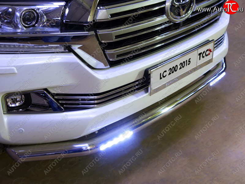 44 999 р. Защита переднего бампера нижняя с ДХО 76,1 мм ТСС Тюнинг  Toyota Land Cruiser  200 (2015-2021) 2-ой рестайлинг (нержавейка)  с доставкой в г. Керчь