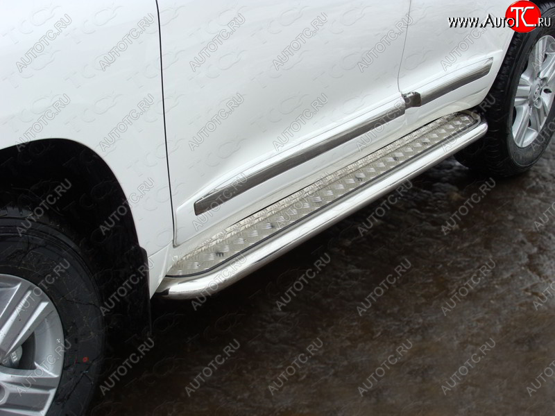 36 999 р. Пороги с площадкой 60,3 мм кроме EXECUTIVE ТСС Тюнинг  Toyota Land Cruiser  200 (2015-2021) 2-ой рестайлинг (серые)  с доставкой в г. Керчь