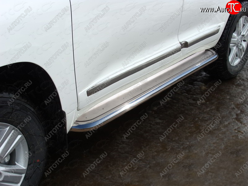 45 999 р. Пороги с площадкой 60,3 мм кроме EXECUTIVE ТСС Тюнинг  Toyota Land Cruiser  200 (2015-2021) 2-ой рестайлинг (нержавейка)  с доставкой в г. Керчь