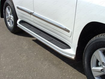 Защита порогов алюминий 50,8 мм, ТСС Тюнинг Toyota Land Cruiser  200 (2015-2021) 2-ой рестайлинг