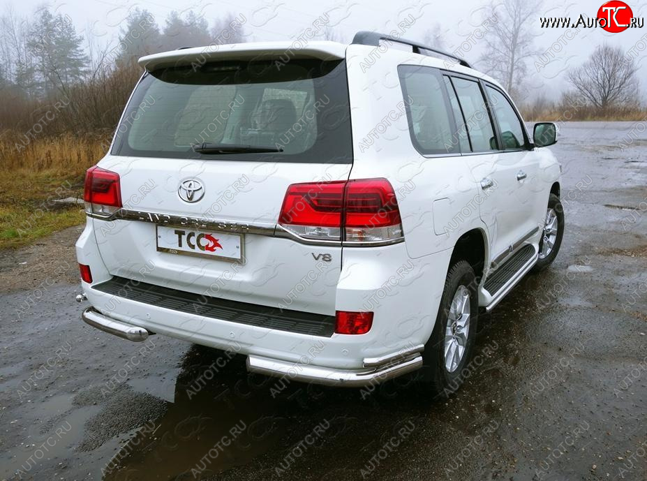 26 499 р. Защита заднего бампера (кроме EXECUTIVE, уголки двойные под фаркоп Е, d76.1/42.4 мм) TCC Toyota Land Cruiser 200 2-ой рестайлинг (2015-2021)  с доставкой в г. Керчь