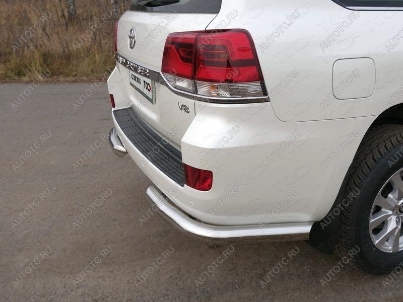 20 599 р. Защита задняя d76,1 мм (уголки под фаркоп Е)(кроме EXECUTIVE) ТСС Тюнинг Toyota Land Cruiser 200 2-ой рестайлинг (2015-2021) (нержавейка)  с доставкой в г. Керчь
