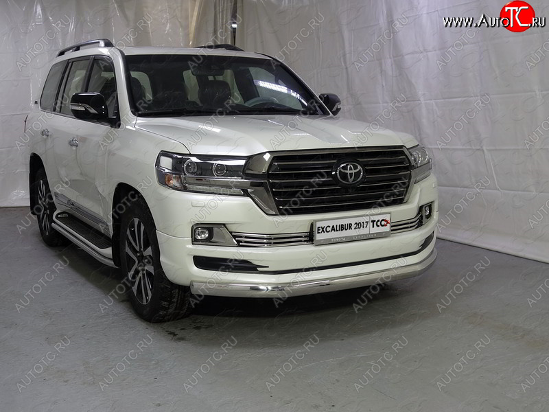 28 299 р. Защита переднего бампера нижняя овальная 75х42 мм ТСС Тюнинг Toyota Land Cruiser 200 2-ой рестайлинг (2015-2021) (нержавейка)  с доставкой в г. Керчь