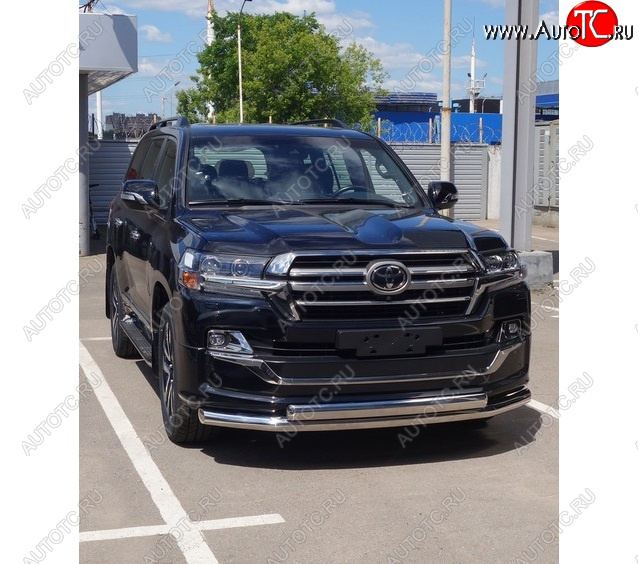 36 299 р. Защита передняя нижняя двойная 76,1*75 мм EXECUTIVE LOUNGE Тюнинг Toyota Land Cruiser 200 2-ой рестайлинг (2015-2021) (нержавейка)  с доставкой в г. Керчь
