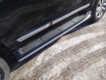 Защита порогов алюминий 42,4 мм, ТСС Тюнинг Toyota Land Cruiser  200 (2015-2021) 2-ой рестайлинг