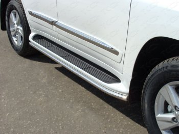 Защита порогов алюминий 50,8 мм, ТСС Тюнинг Toyota Land Cruiser  200 (2015-2021) 2-ой рестайлинг