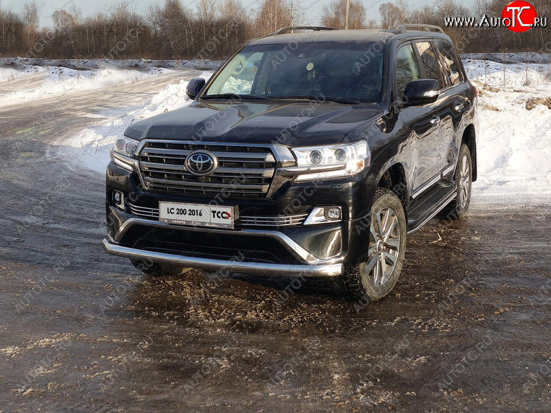 31 399 р. Защита передняя нижняя овальная длинная 75х42 мм EXECUTIVE ТСС Тюнинг  Toyota Land Cruiser  200 (2015-2021) 2-ой рестайлинг (нержавейка)  с доставкой в г. Керчь