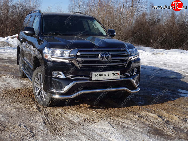 27 599 р. Защита переднего бампера нижняя волна d60,3 мм ТСС Тюнинг  Toyota Land Cruiser  200 (2015-2021) 2-ой рестайлинг (нержавейка)  с доставкой в г. Керчь