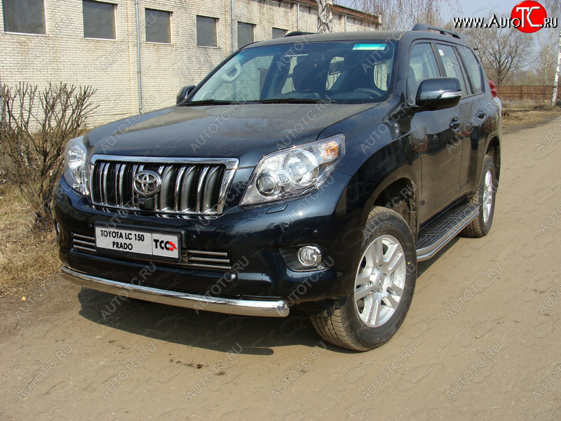 23 899 р. Защита переднего бампера нижняя 75*42 мм ТСС Тюнинг Toyota Land Cruiser Prado J150 дорестайлинг (2009-2013) (нержавейка)  с доставкой в г. Керчь
