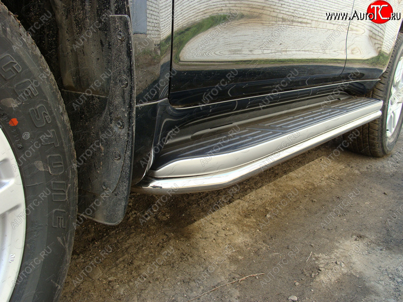 17 649 р. Защита порогов алюминий 42,4 мм, ТСС Тюнинг  Toyota Land Cruiser Prado  J150 (2009-2013) дорестайлинг  с доставкой в г. Керчь