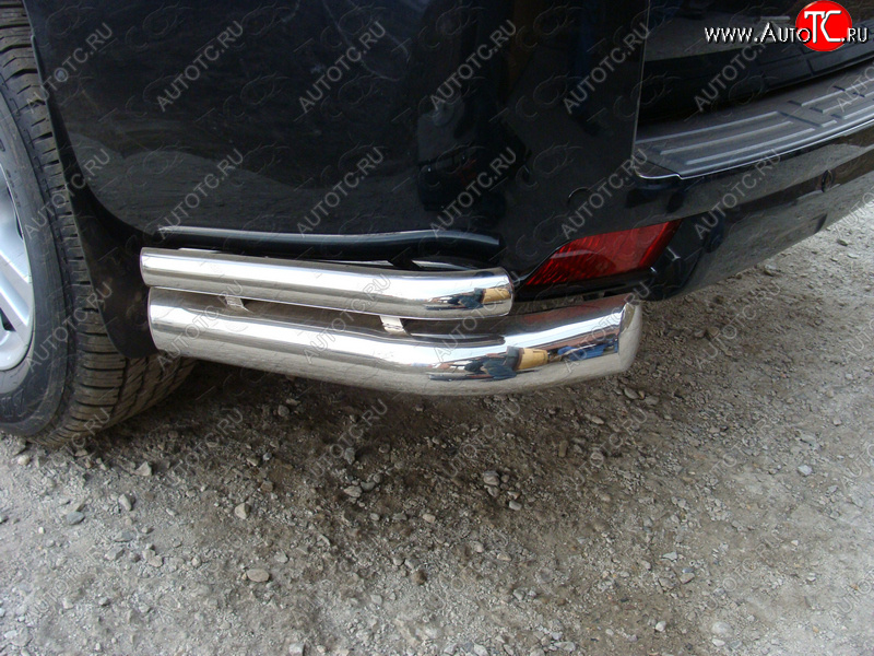 26 499 р. Защита задняя (уголки, нержавейка 76,1*42,4 мм) ТСС Тюнинг  Toyota Land Cruiser Prado  J150 (2009-2013) дорестайлинг  с доставкой в г. Керчь