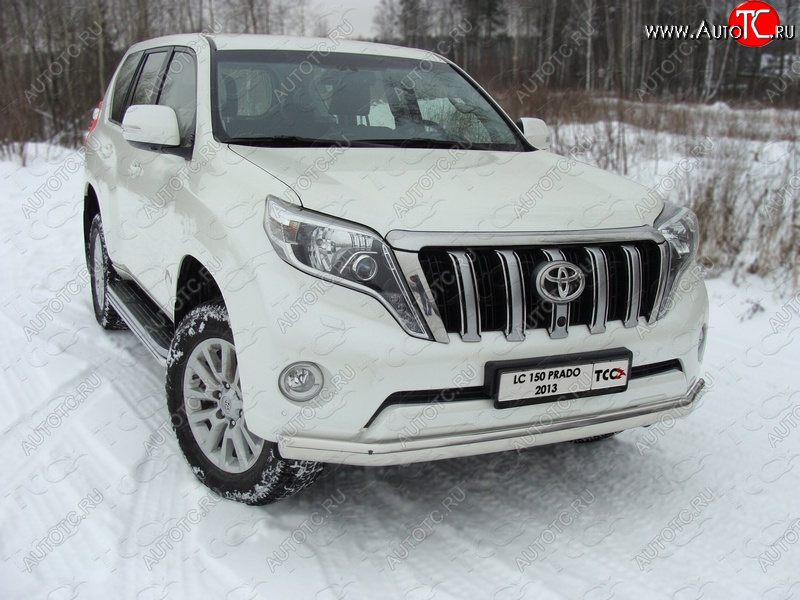 28 299 р. Защита переднего бампера нижняя 75*42 мм ТСС Тюнинг  Toyota Land Cruiser Prado  J150 (2013-2017) 1-ый рестайлинг (нержавейка)  с доставкой в г. Керчь