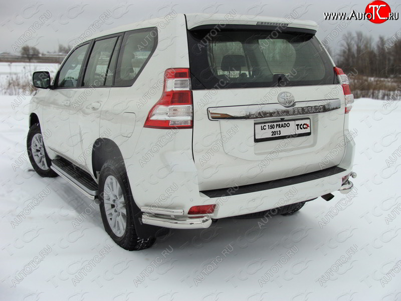 26 499 р. Защита задняя (уголки, нержавейка 76,1*42,4 мм) ТСС Тюнинг  Toyota Land Cruiser Prado  J150 (2013-2017) 1-ый рестайлинг  с доставкой в г. Керчь