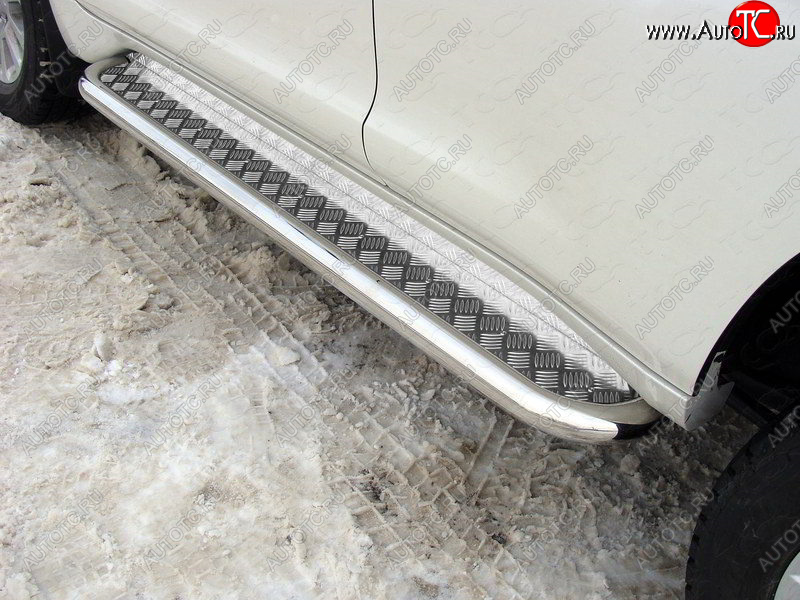 36 999 р. Пороги с площадкой 60,3 мм ТСС Тюнинг  Toyota Land Cruiser Prado  J150 (2017-2020) 2-ой рестайлинг (серые)  с доставкой в г. Керчь